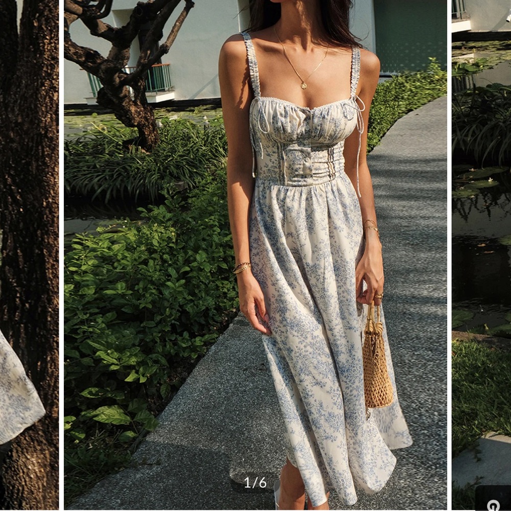Commense Ruched Midi Sundress for Wedding Guest
